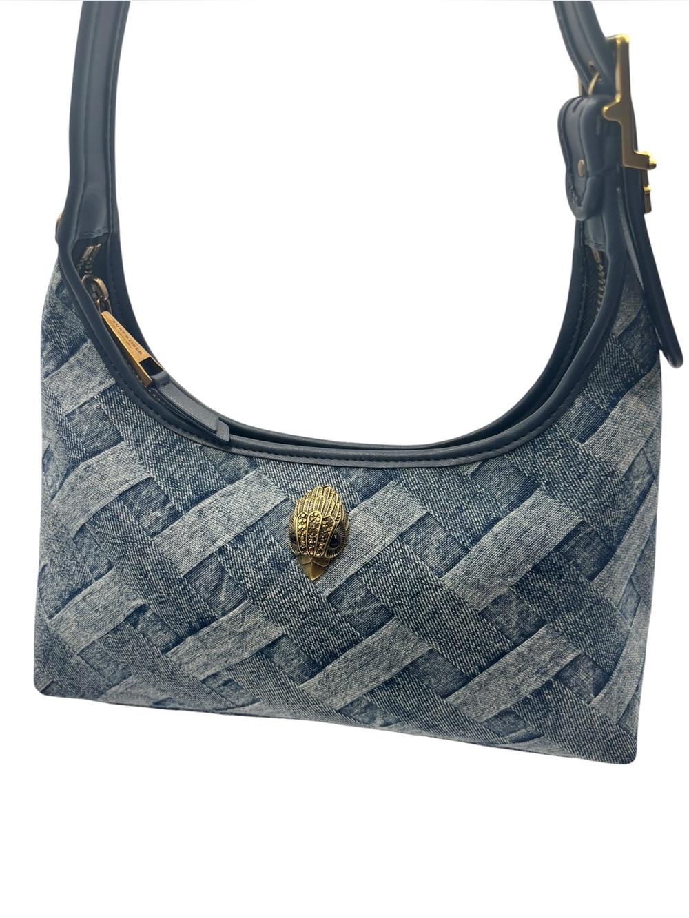 KURT GEIGER London Kensington Denim Weave Print Shoulder Bag w/ Dust Bag